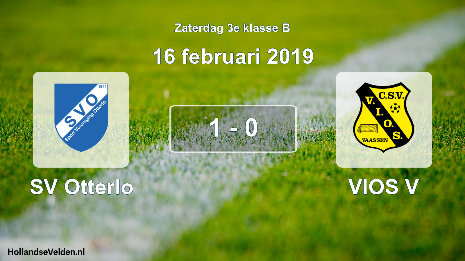 Total number of matches played: SV Otterlo - VIOS V 1 - 0 (16 February 2019)