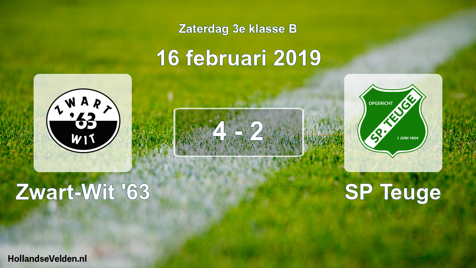 Total number of matches played: Zwart-Wit '63 - SP Teuge 4 - 2 (16 February 2019)