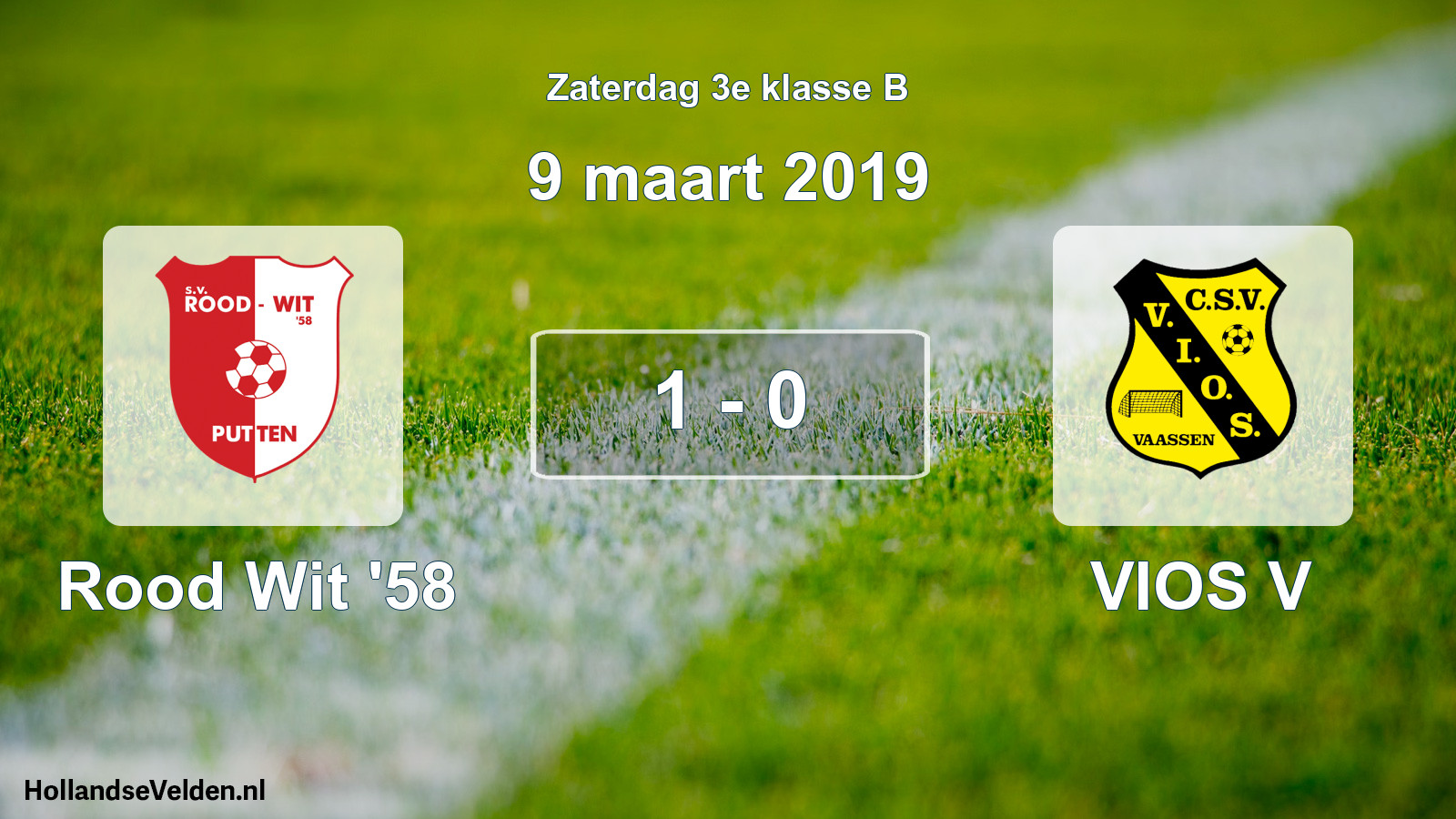 Total number of matches played: Rood Wit '58 - VIOS V 1 - 0 (9 March 2019)