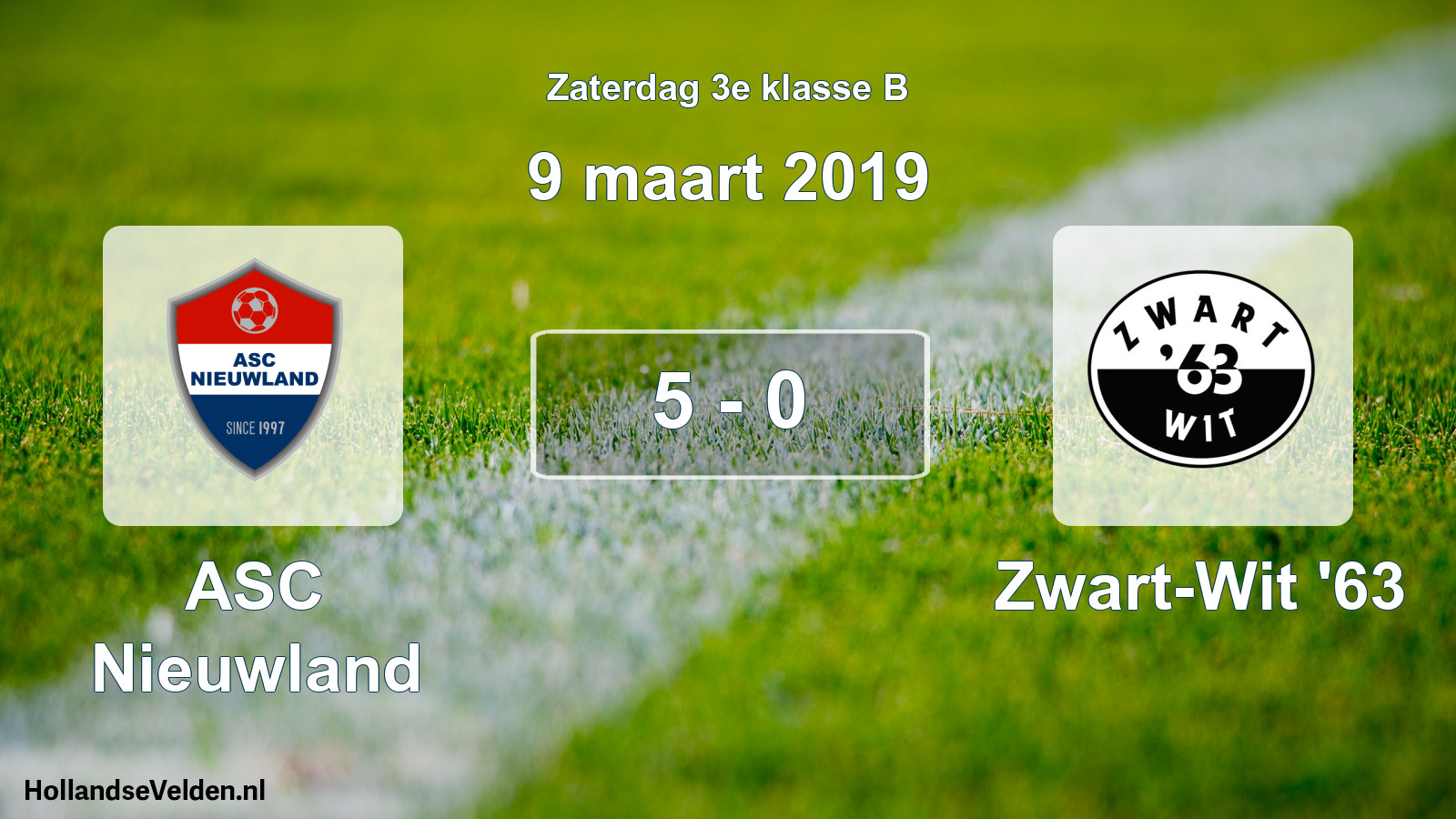 Total number of matches played: ASC Nieuwland - Zwart-Wit '63 5 - 0 (9 March 2019)