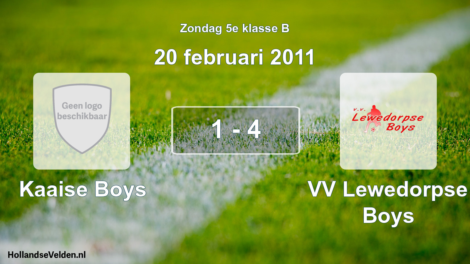 Total number of matches played: Kaaise Boys - VV Lewedorpse Boys 1 - 4 (20 February 2011)
