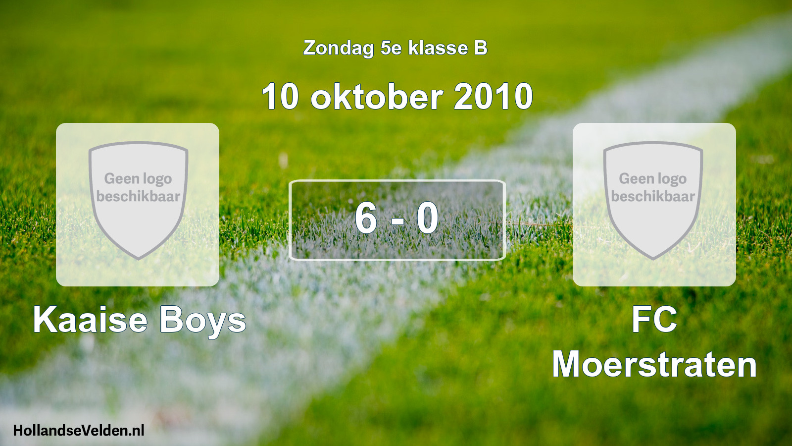 Total number of matches played: Kaaise Boys - FC Moerstraten 6 - 0 (10 October 2010)