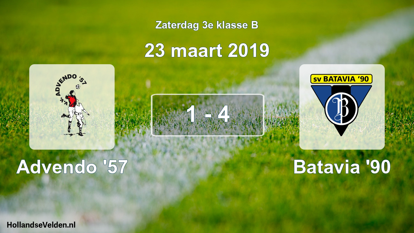 Total number of matches played: Advendo '57 - Batavia '90 1 - 4 (23 March 2019)