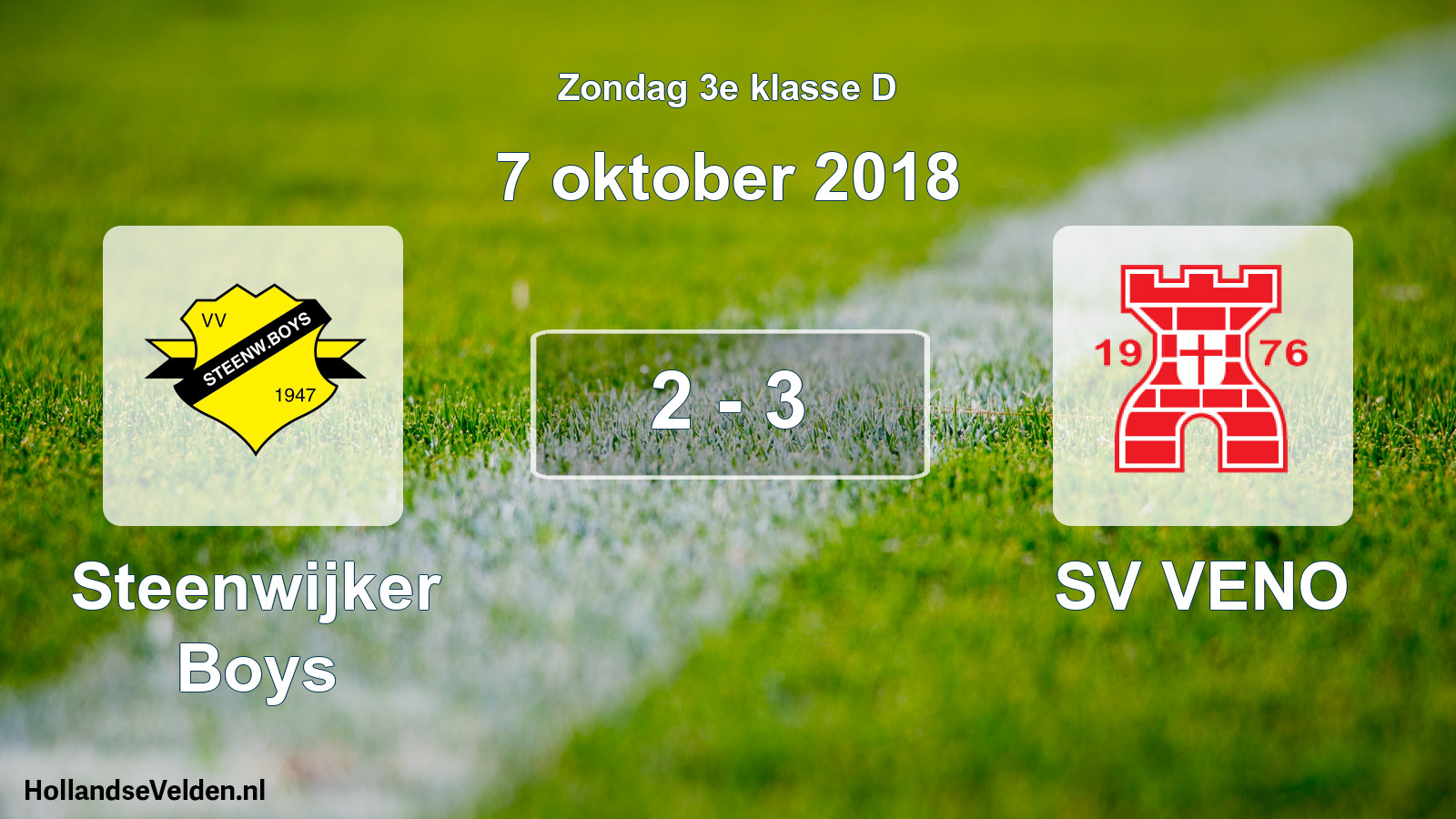 Total number of matches played: Steenwijker Boys - SV VENO 2 - 3 (7 October 2018)
