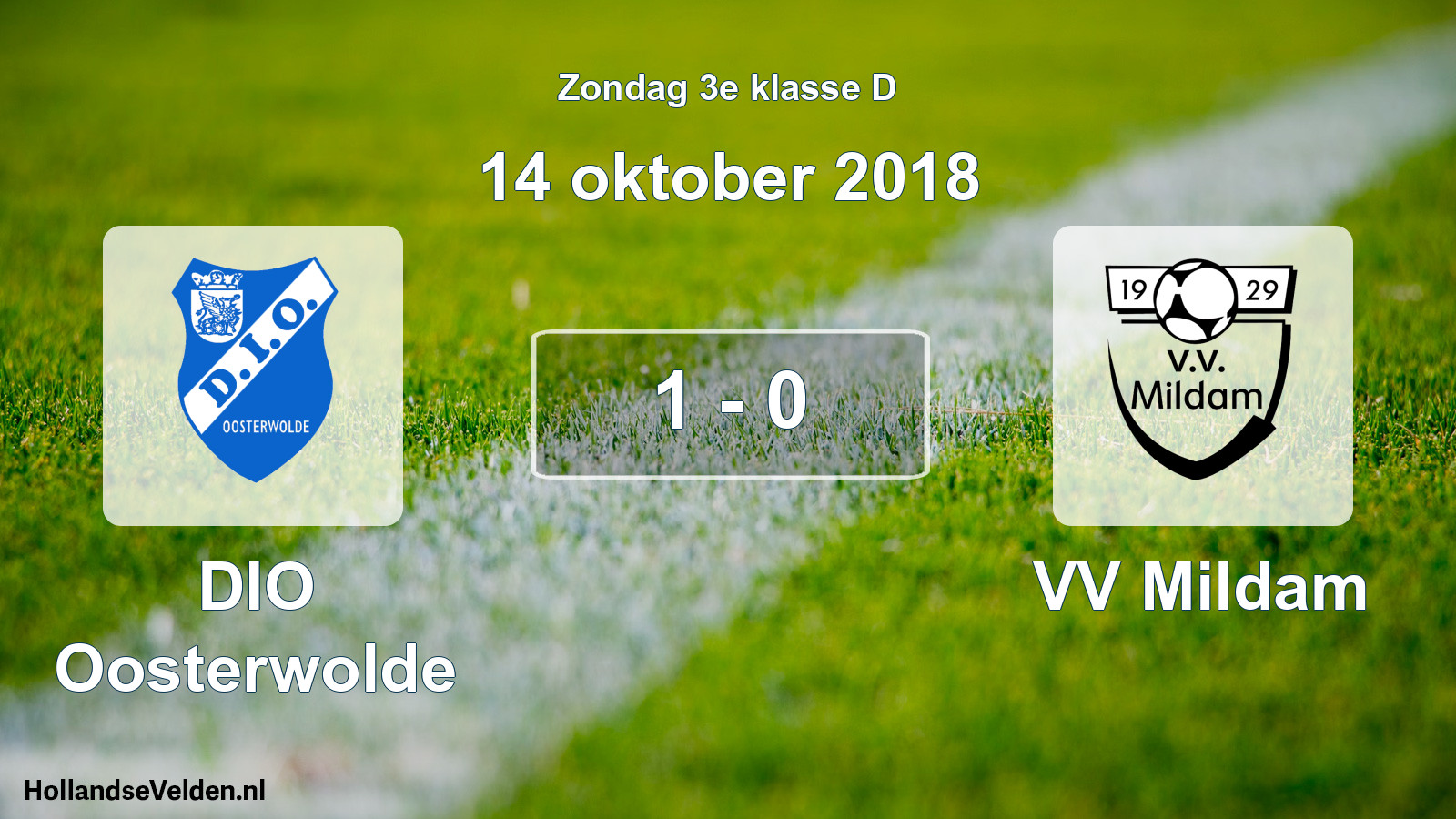 Total number of matches played: DIO Oosterwolde - VV Mildam 1 - 0 (14 October 2018)