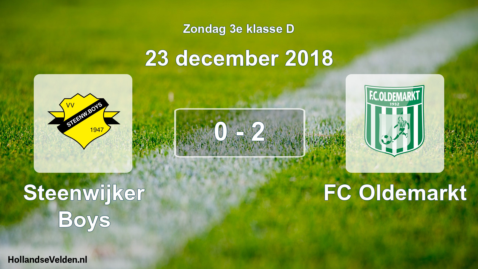 Total number of matches played: Steenwijker Boys - FC Oldemarkt 0 - 2 (23 December 2018)
