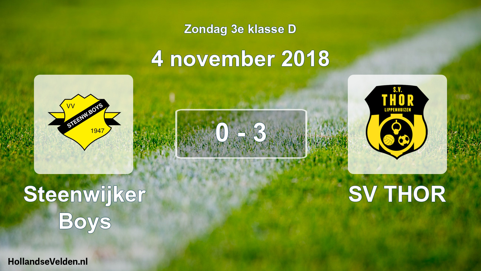 Total number of matches played: Steenwijker Boys - SV THOR 0 - 3 (4 November 2018)
