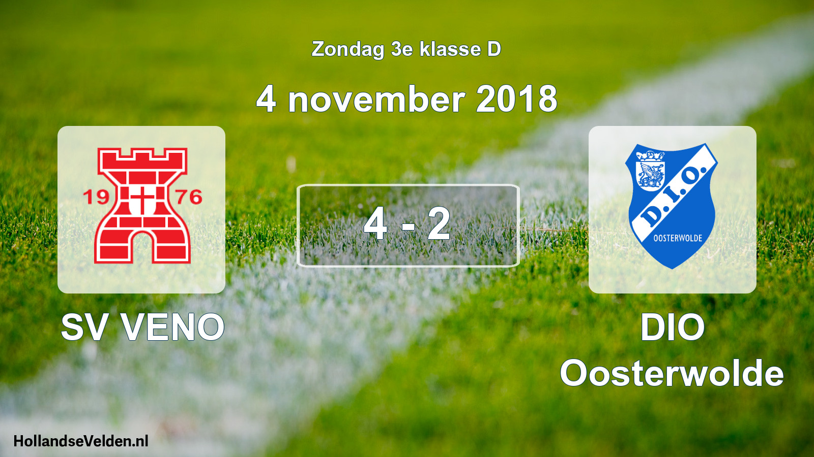 Total number of matches played: SV VENO - DIO Oosterwolde 4 - 2 (4 November 2018)
