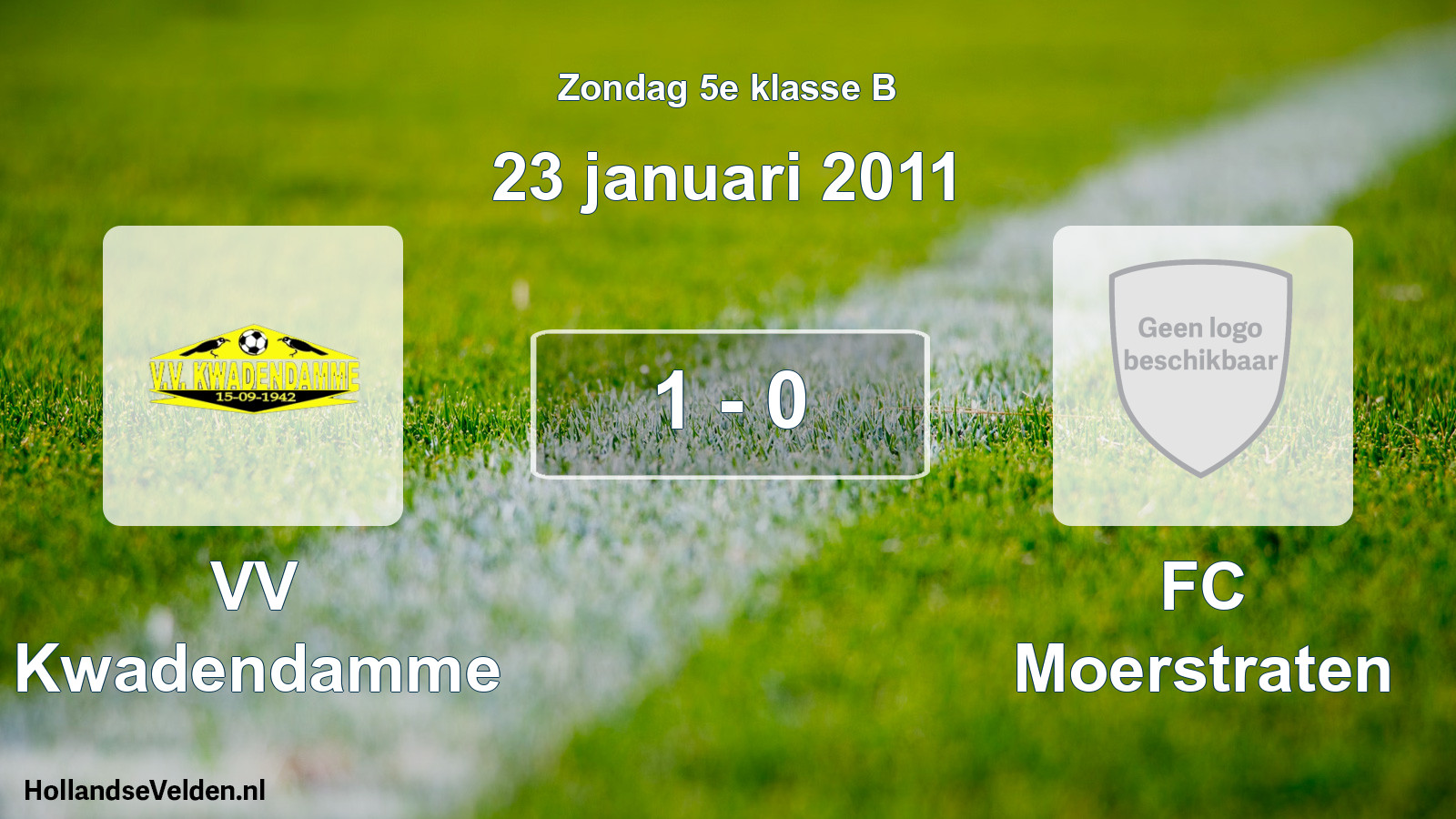 Total number of matches played: VV Kwadendamme - FC Moerstraten 1 - 0 (23 January 2011)