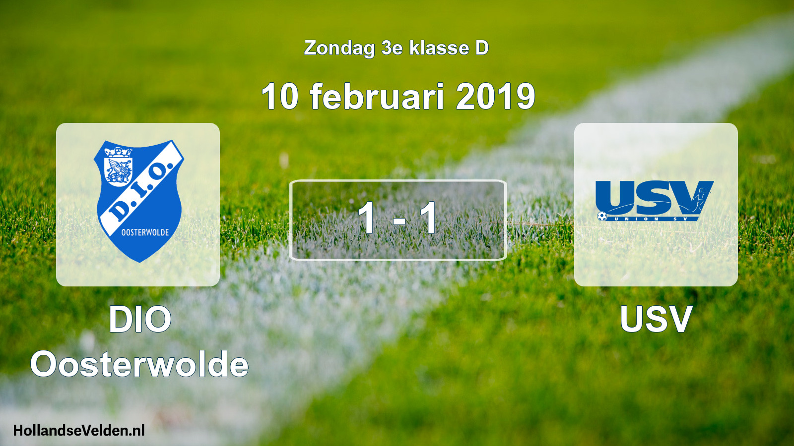 Total number of matches played: DIO Oosterwolde - USV 1 - 1 (10 February 2019)