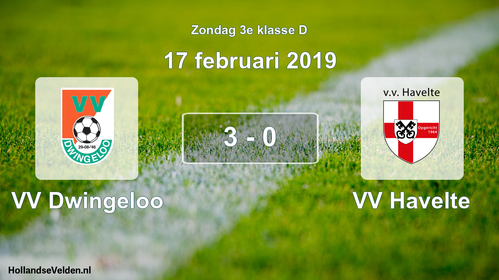 Total number of matches played: VV Dwingeloo - VV Havelte 3 - 0 (17 February 2019)