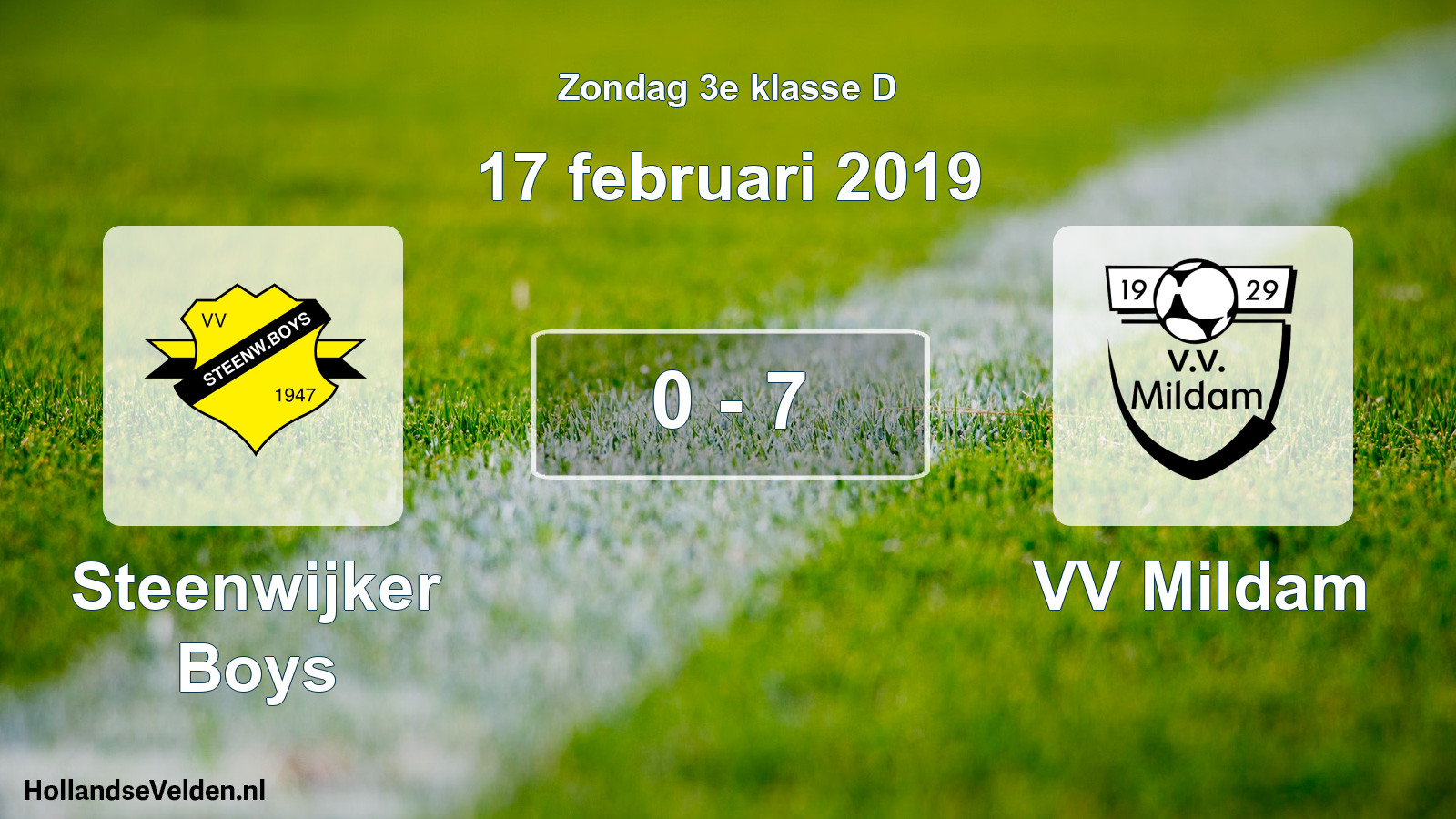 Total number of matches played: Steenwijker Boys - VV Mildam 0 - 7 (17 February 2019)