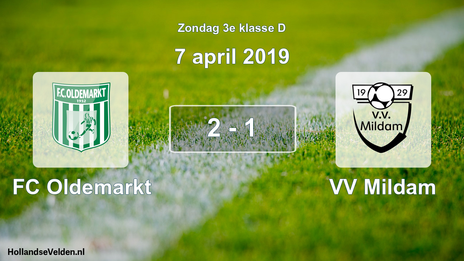 Total number of matches played: FC Oldemarkt - VV Mildam 2 - 1 (7 April 2019)