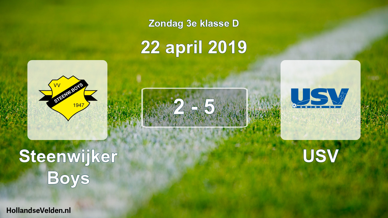 Total number of matches played: Steenwijker Boys - USV 2 - 5 (22 April 2019)