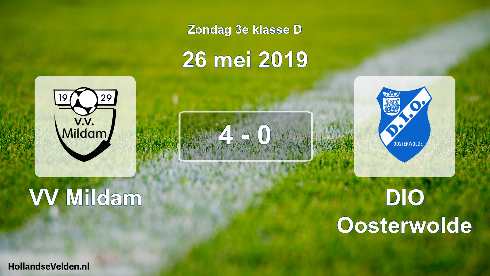 Total number of matches played: VV Mildam - DIO Oosterwolde 4 - 0 (26 May 2019)