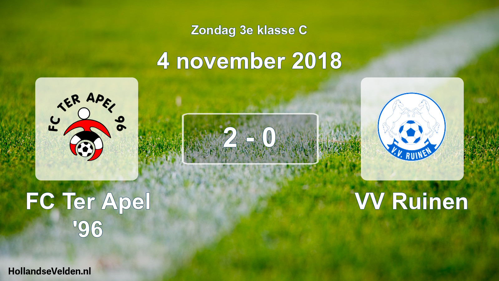 Total number of matches played: FC Ter Apel '96 - VV Ruinen 2 - 0 (4 November 2018)