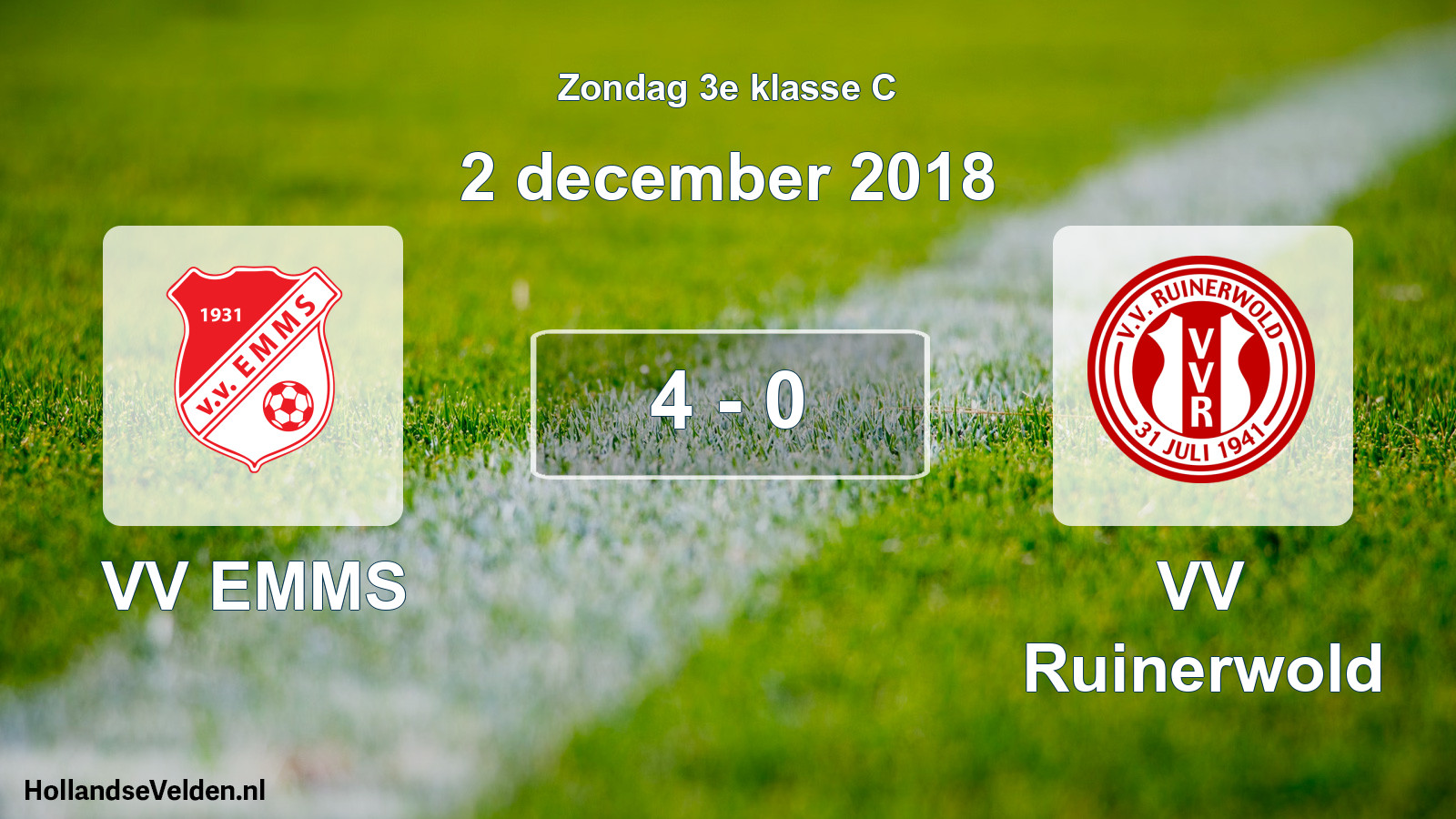 Total number of matches played: VV EMMS - VV Ruinerwold 4 - 0 (2 December 2018)