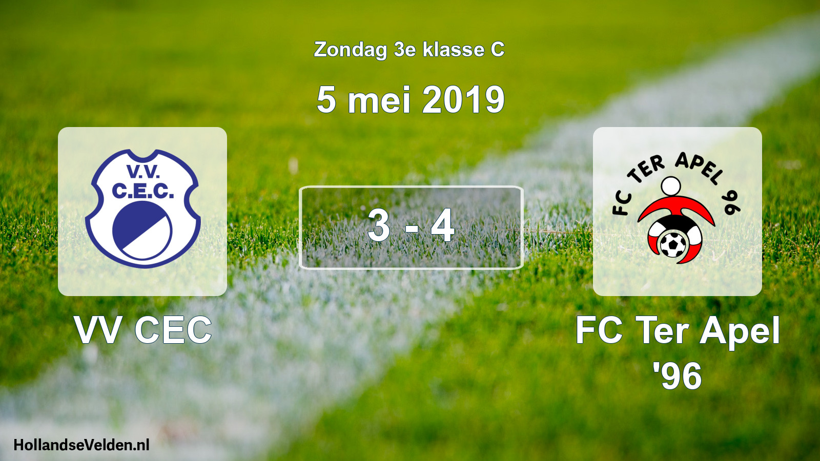 Total number of matches played: VV CEC - FC Ter Apel '96 3 - 4 (5 May 2019)