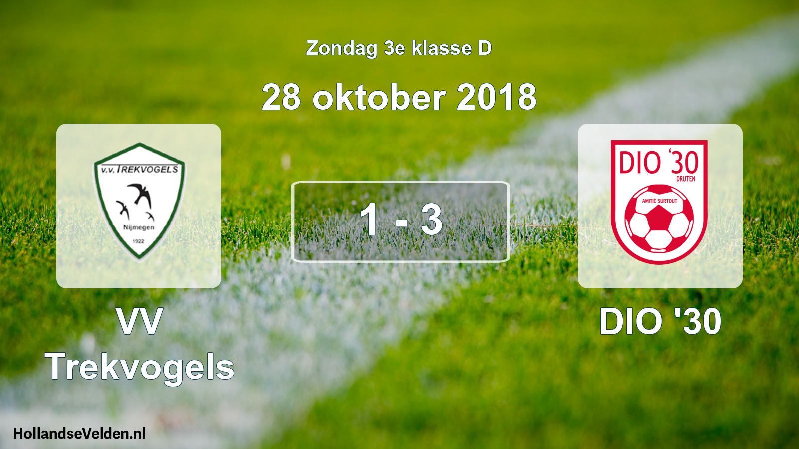 Total number of matches played: VV Trekvogels - DIO '30 1 - 3 (28 October 2018)