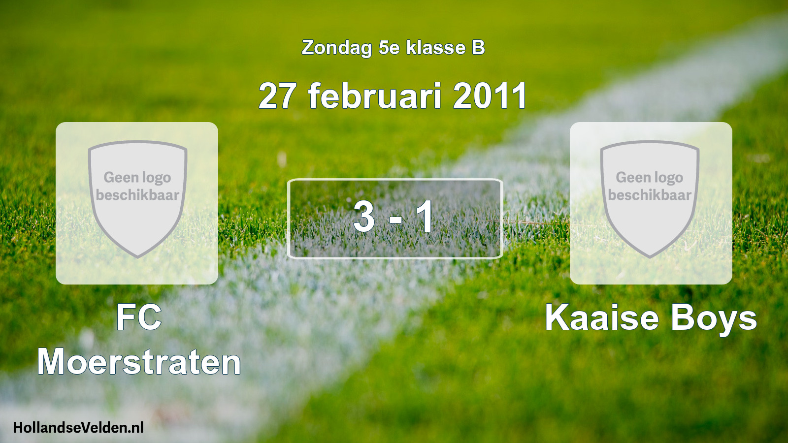 Total number of matches played: FC Moerstraten - Kaaise Boys 3 - 1 (27 February 2011)