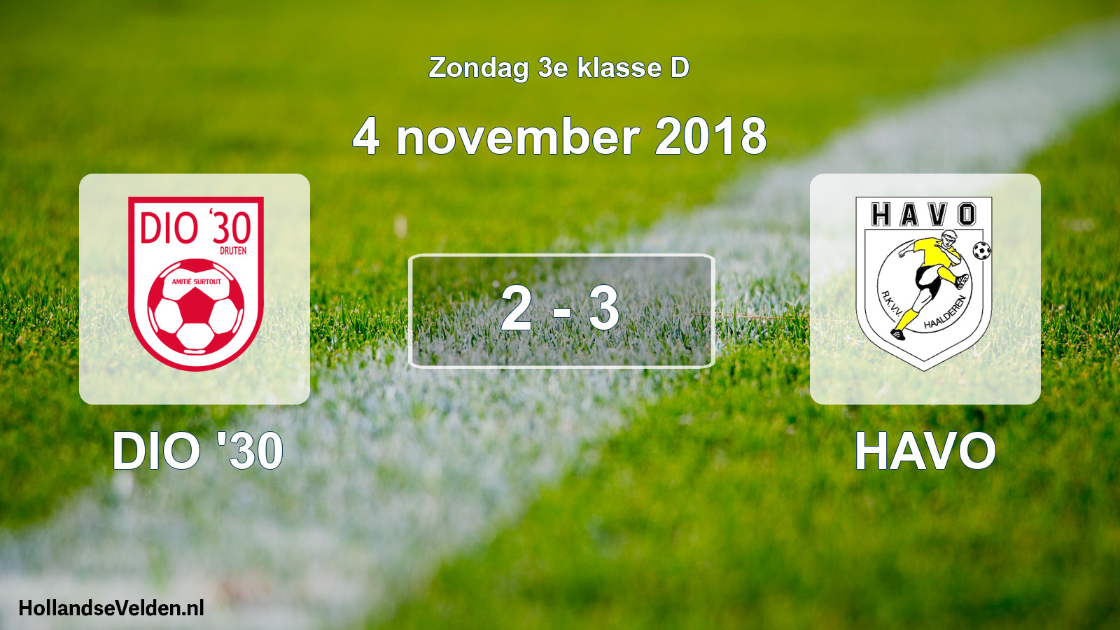 Total number of matches played: DIO '30 - HAVO 2 - 3 (4 November 2018)