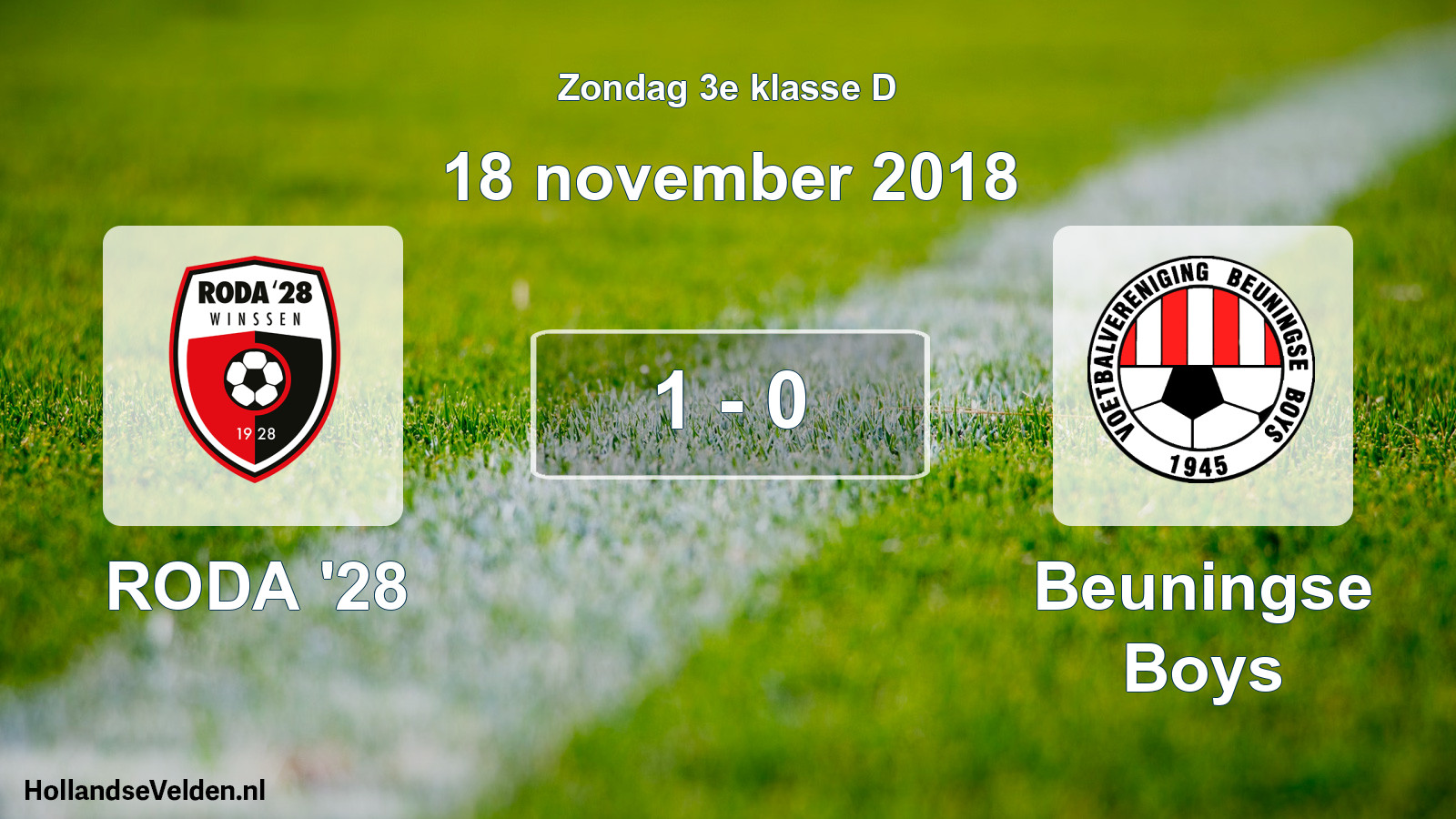 Total number of matches played: RODA '28 - Beuningse Boys 1 - 0 (18 November 2018)