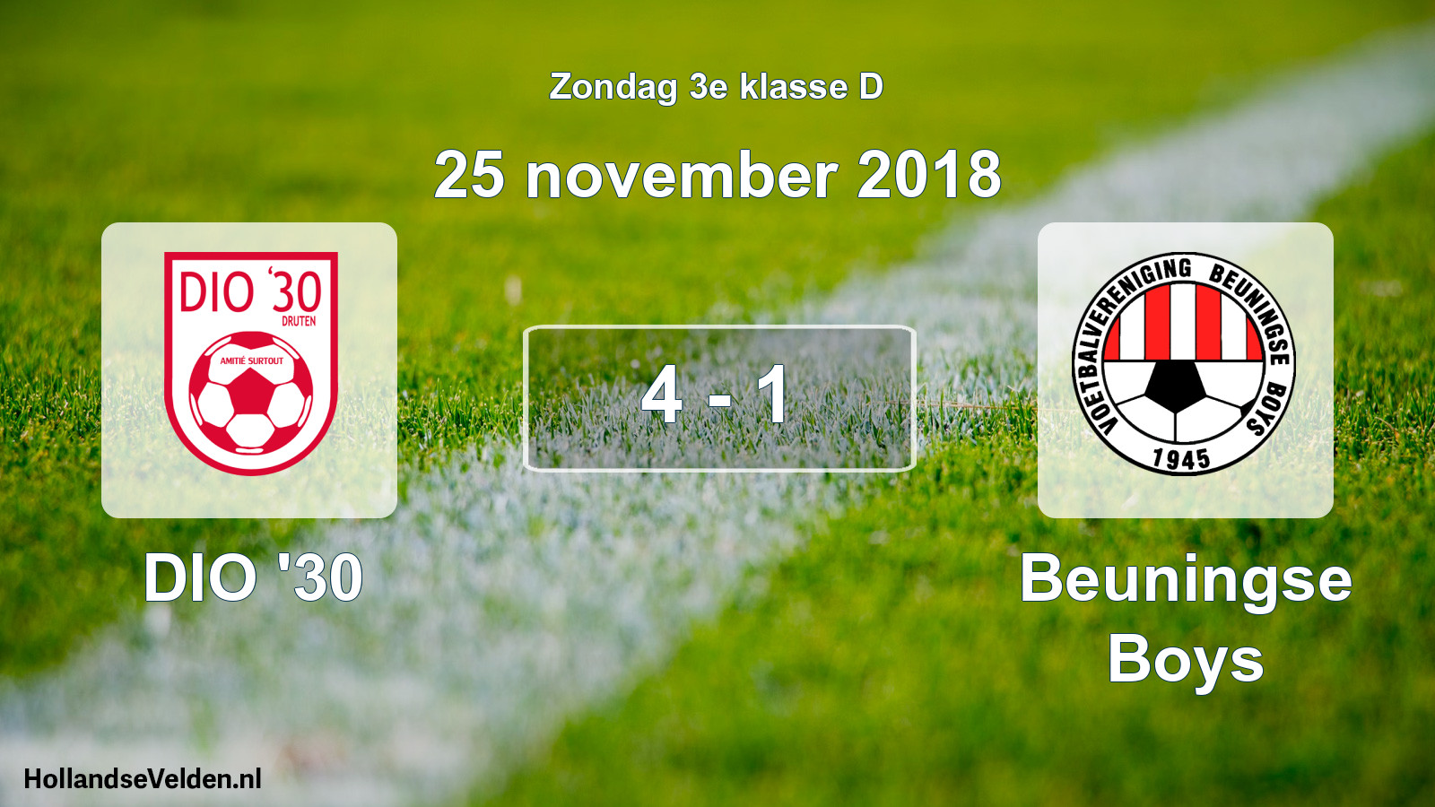 Total number of matches played: DIO '30 - Beuningse Boys 4 - 1 (25 November 2018)