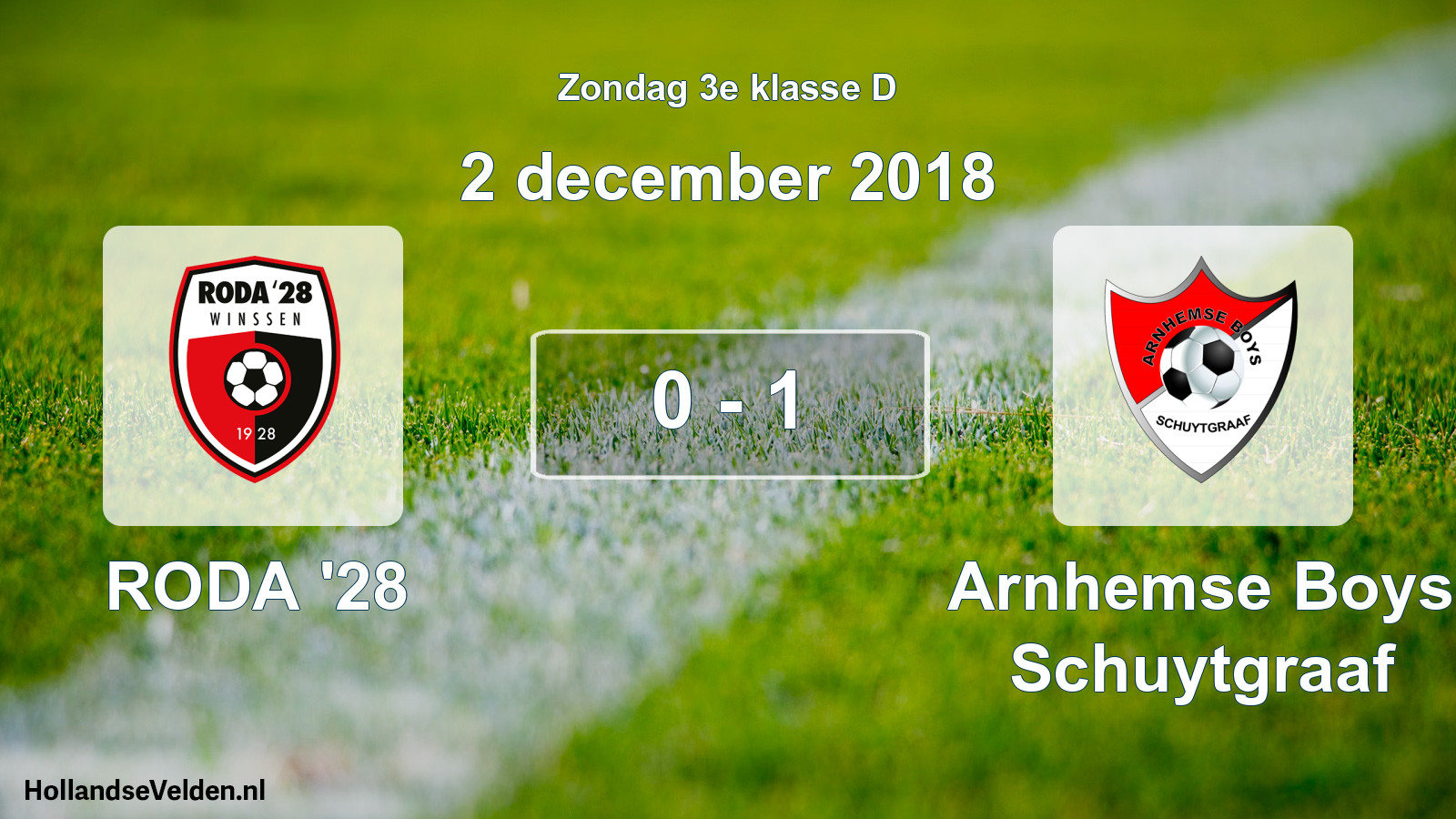 Total number of matches played: RODA '28 - Arnhemse Boys Schuytgraaf 0 - 1 (2 December 2018)