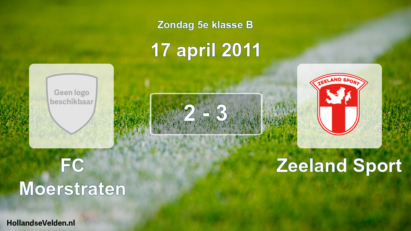 Total number of matches played: FC Moerstraten - Zeeland Sport 2 - 3 (17 April 2011)