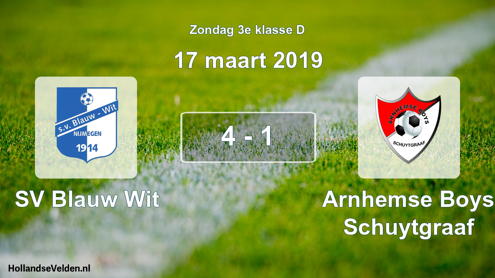 Total number of matches played: SV Blauw Wit - Arnhemse Boys Schuytgraaf 4 - 1 (17 March 2019)