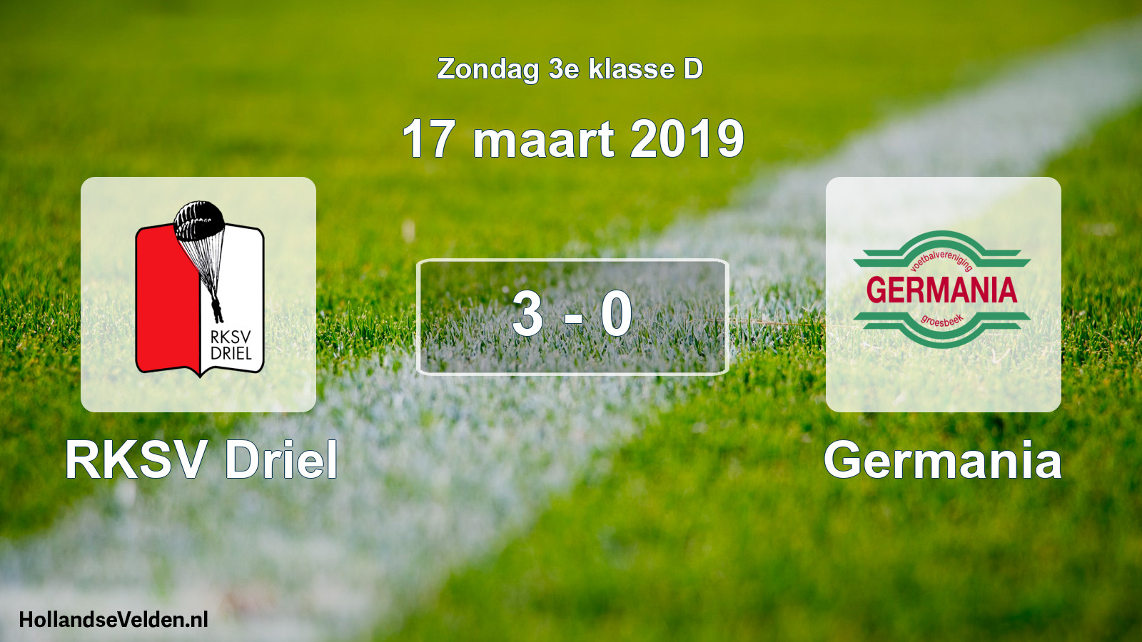 Total number of matches played: RKSV Driel - Germania 3 - 0 (17 March 2019)