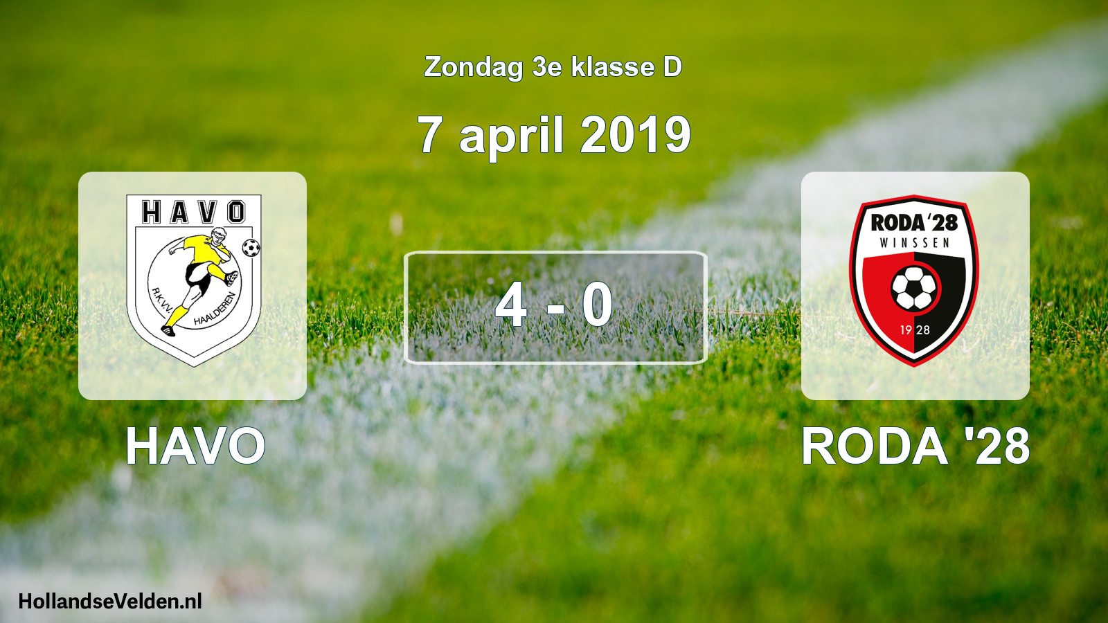 Total number of matches played: HAVO - RODA '28 4 - 0 (7 April 2019)