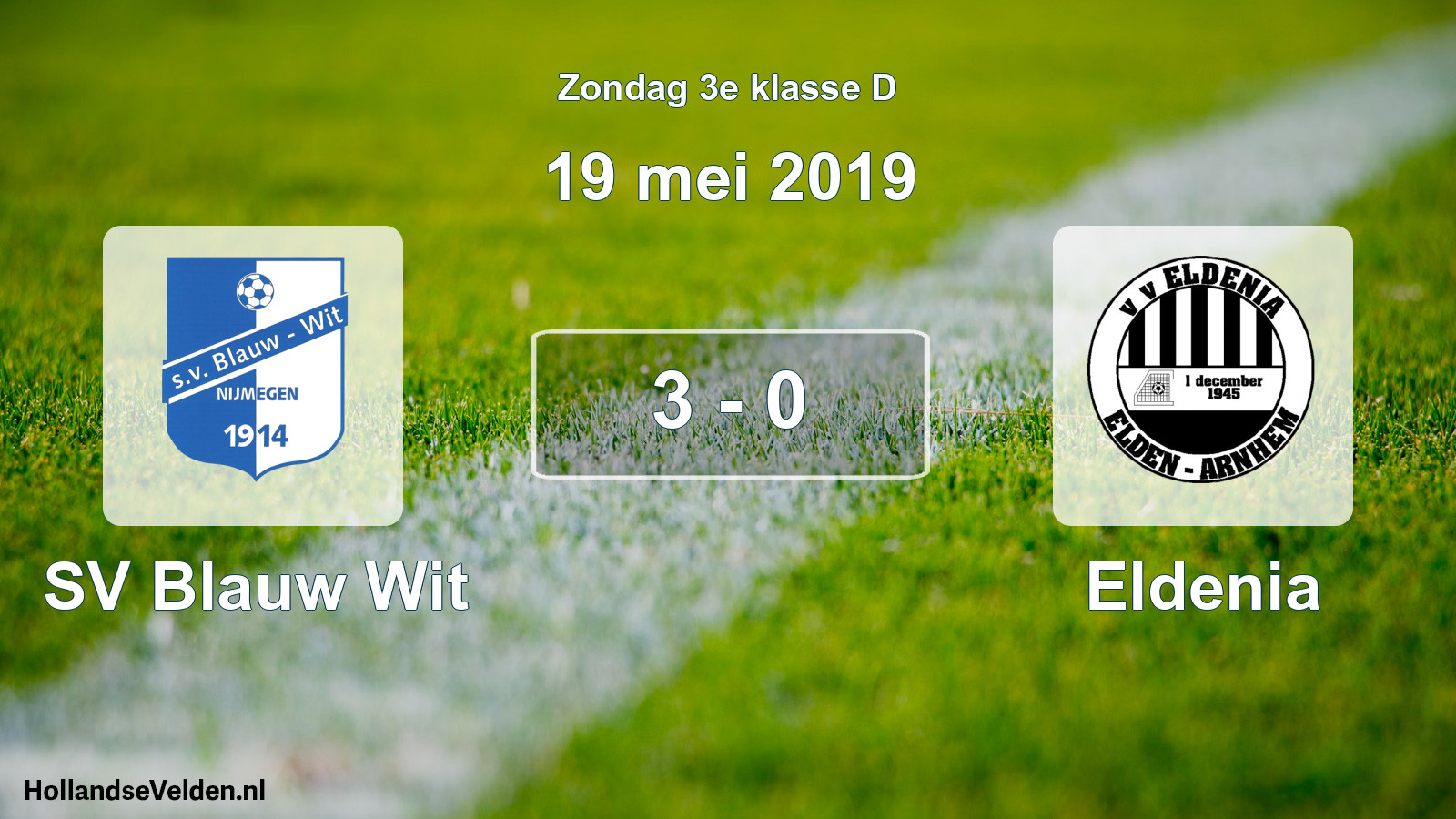 Total number of matches played: SV Blauw Wit - Eldenia 3 - 0 (19 May 2019)