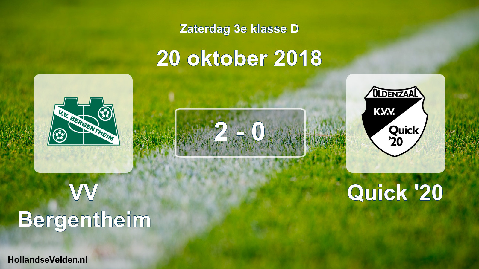 Total number of matches played: VV Bergentheim - Quick '20 2 - 0 (20 October 2018)