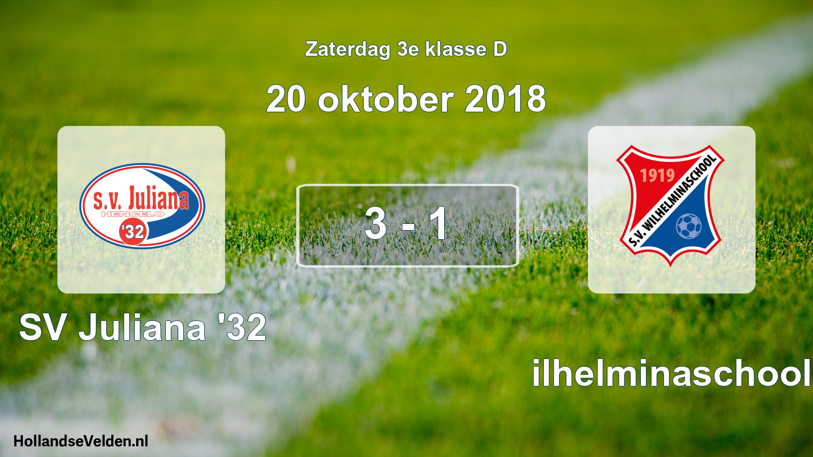 Total number of matches played: SV Juliana '32 - Wilhelminaschool 3 - 1 (20 October 2018)