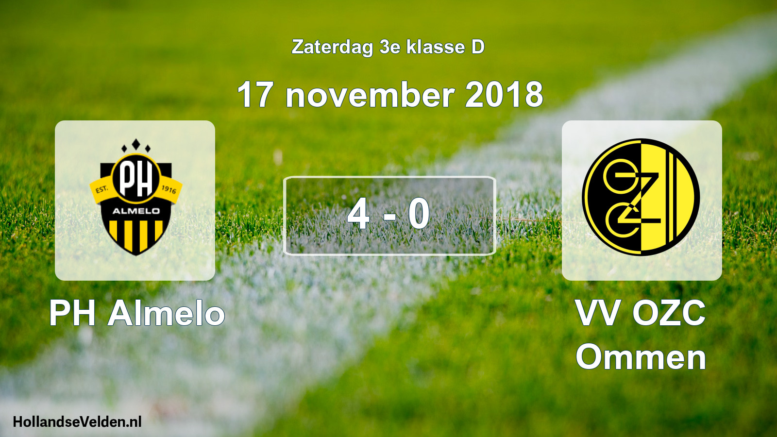 Total number of matches played: PH Almelo - VV OZC Ommen 4 - 0 (17 November 2018)