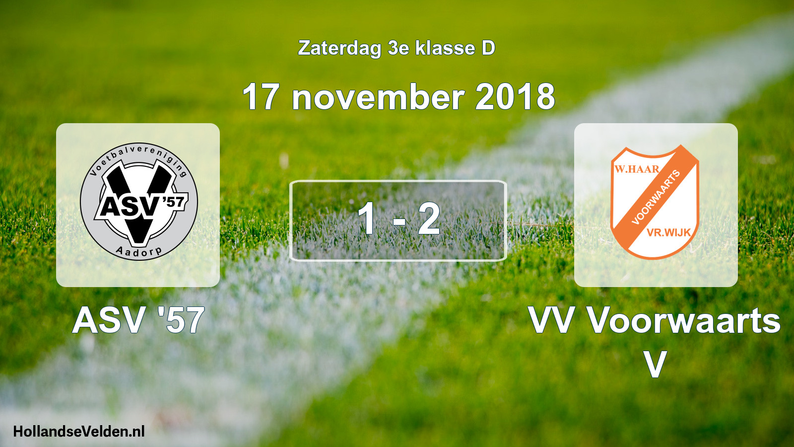 Total number of matches played: ASV '57 - VV Voorwaarts V 1 - 2 (17 November 2018)