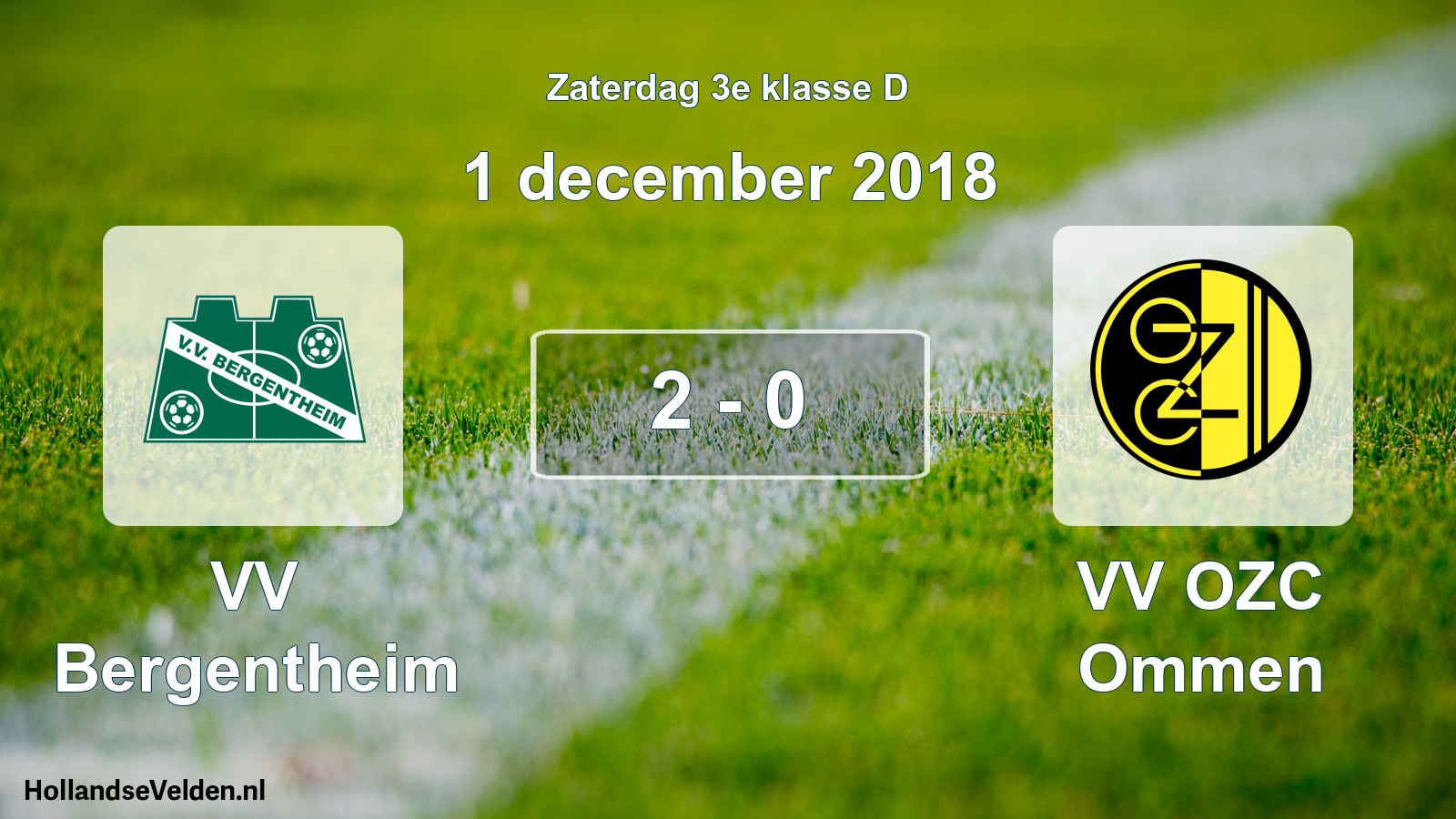 Total number of matches played: VV Bergentheim - VV OZC Ommen 2 - 0 (1 December 2018)
