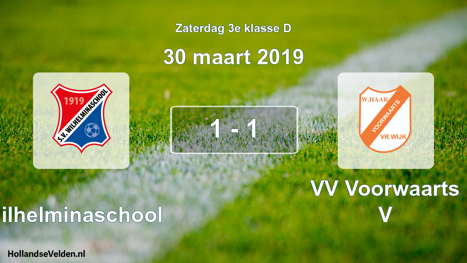 Total number of matches played: Wilhelminaschool - VV Voorwaarts V 1 - 1 (30 March 2019)