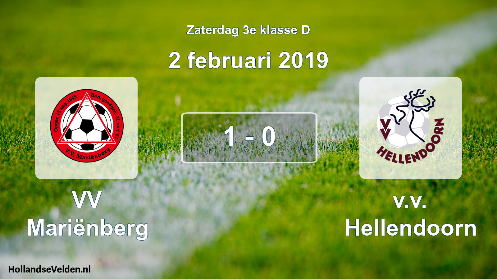Total number of matches played: VV Mariënberg - v.v. Hellendoorn 1 - 0 (2 February 2019)