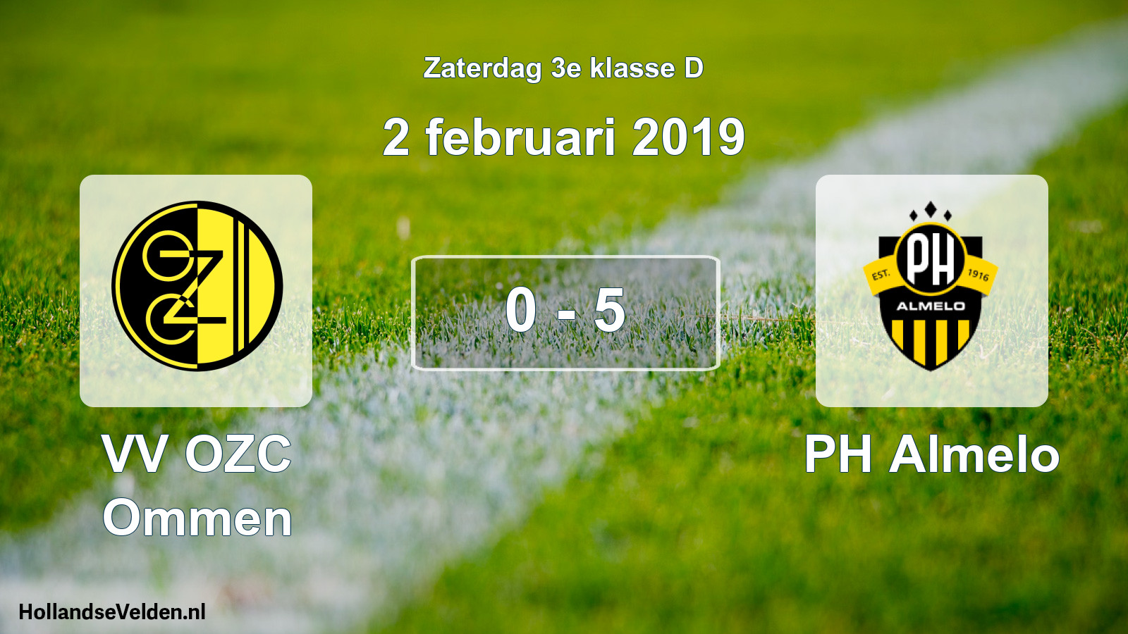 Total number of matches played: VV OZC Ommen - PH Almelo 0 - 5 (2 February 2019)