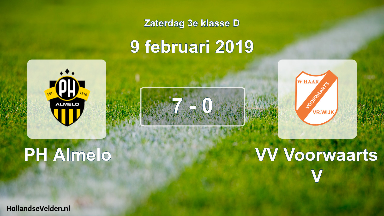 Total number of matches played: PH Almelo - VV Voorwaarts V 7 - 0 (9 February 2019)