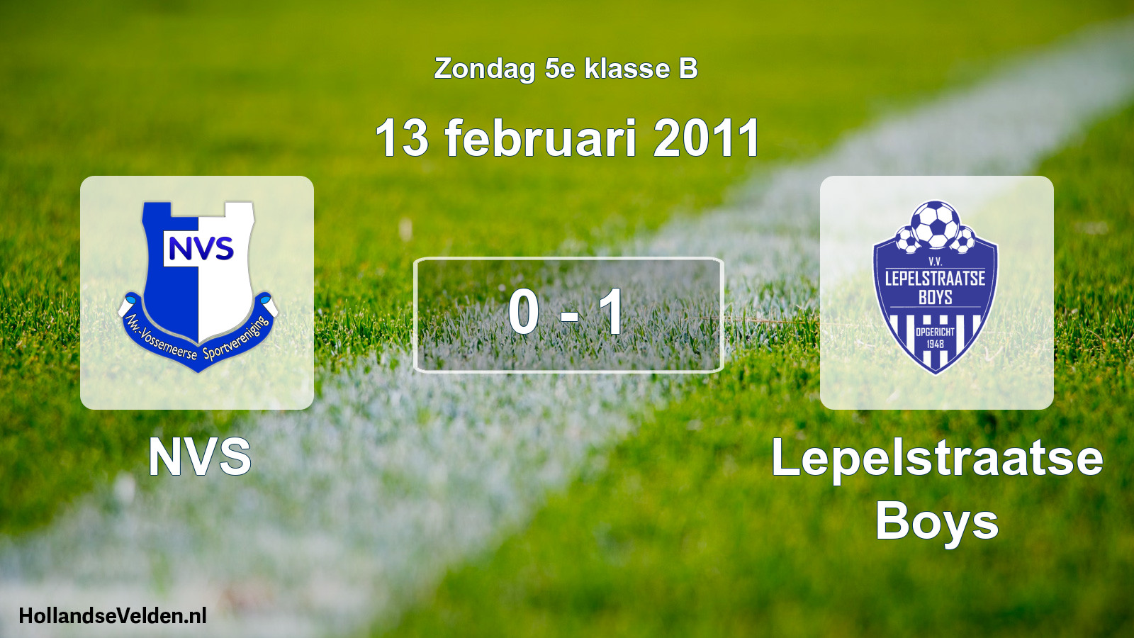 Total number of matches played: NVS - Lepelstraatse Boys 0 - 1 (13 February 2011)
