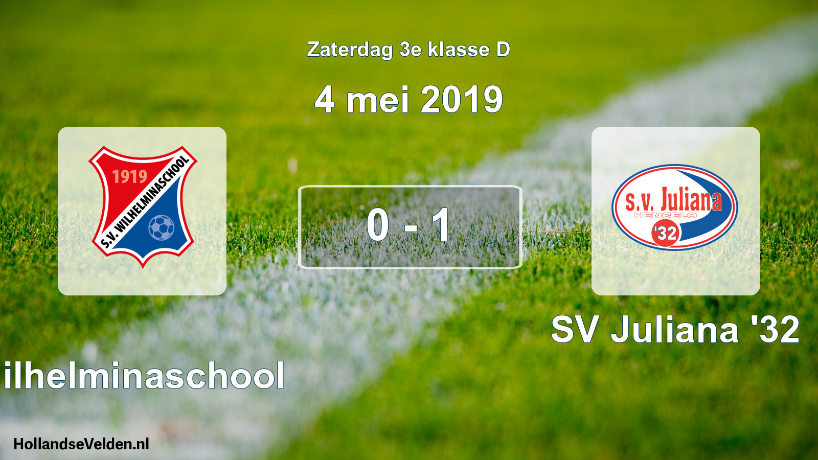 Total number of matches played: Wilhelminaschool - SV Juliana '32 0 - 1 (4 May 2019)