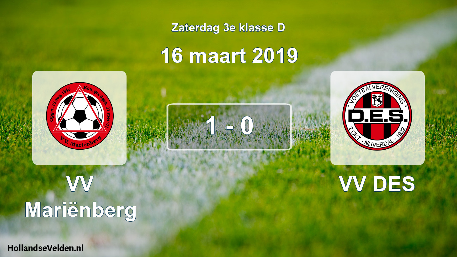 Total number of matches played: VV Mariënberg - VV DES 1 - 0 (16 March 2019)