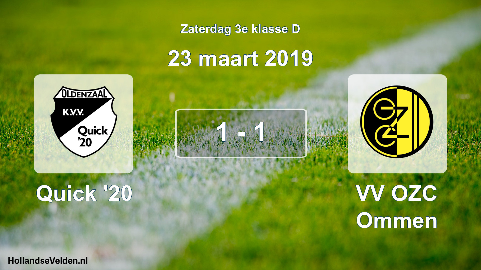 Total number of matches played: Quick '20 - VV OZC Ommen 1 - 1 (23 March 2019)