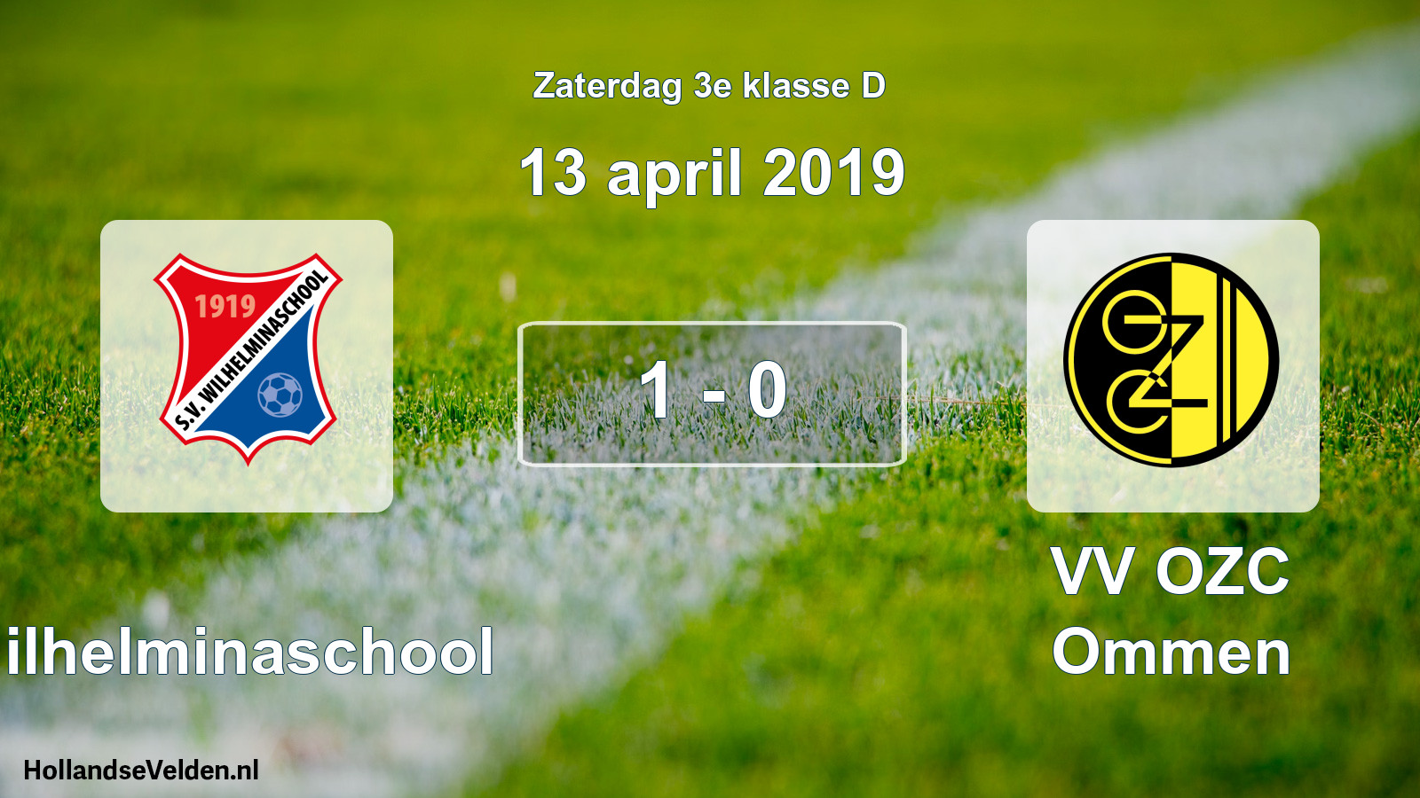 Total number of matches played: Wilhelminaschool - VV OZC Ommen 1 - 0 (13 April 2019)