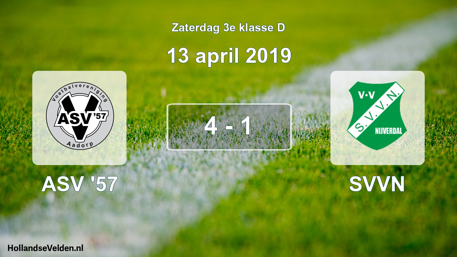 Total number of matches played: ASV '57 - SVVN 4 - 1 (13 April 2019)
