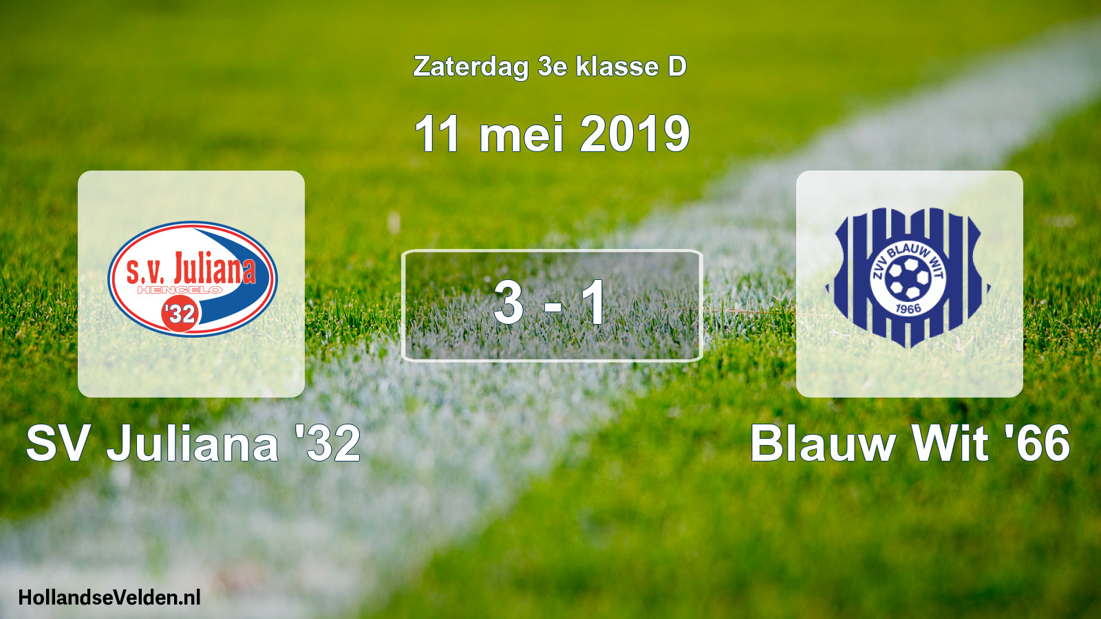Total number of matches played: SV Juliana '32 - Blauw Wit '66 3 - 1 (11 May 2019)