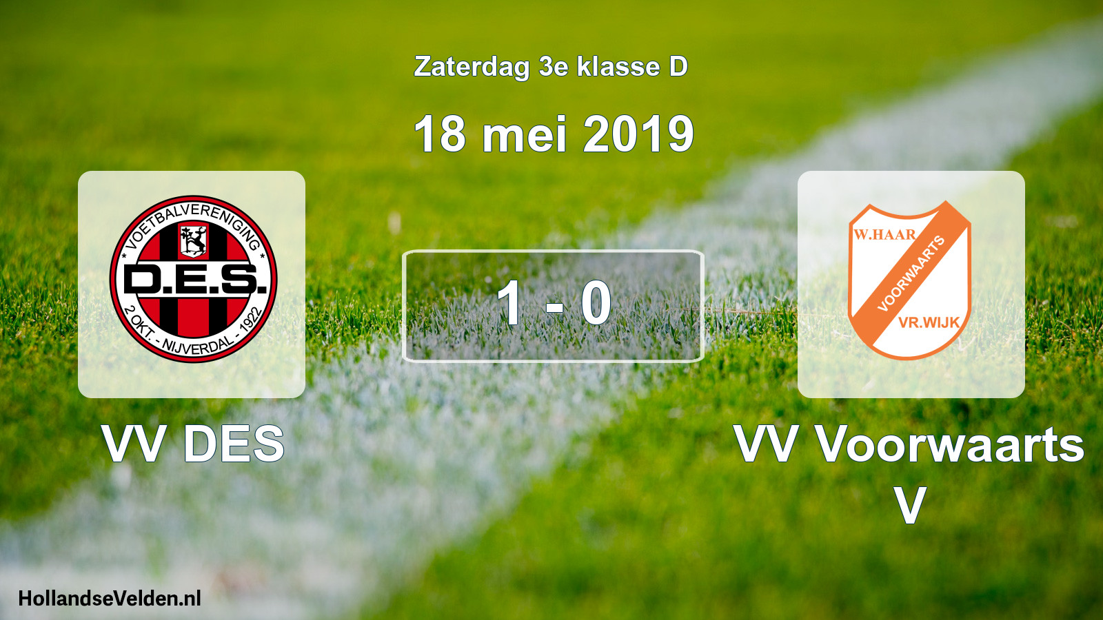 Total number of matches played: VV DES - VV Voorwaarts V 1 - 0 (18 May 2019)